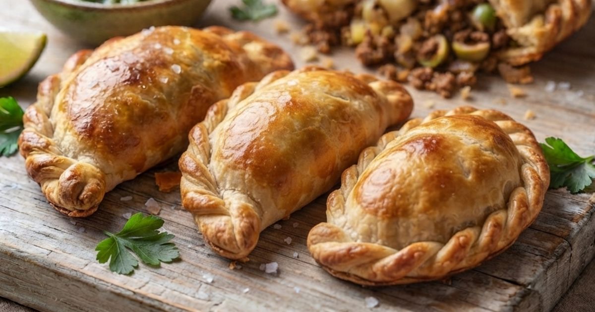 こんがりと焼き上がった美味しそうなエンパナーダが並ぶテーブルの様子